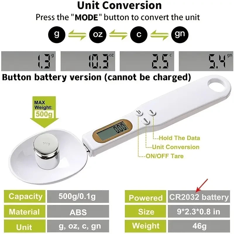 Balance de Cuisine Mini Spoon - Précision et Élégance à Chaque Mesure ! parfaite pour vos préparations culinaires ! Que ce soit pour peser de la farine, du lait, du café ou d'autres ingrédients, cette balance électron