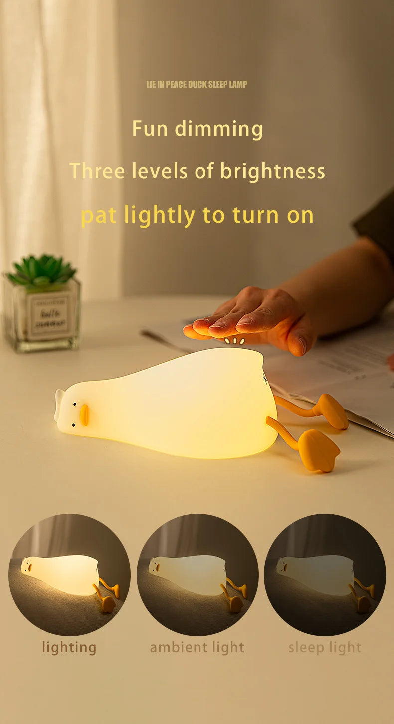 Lampe Enfant LED Canard en Silicone – Rechargeable et Douce !